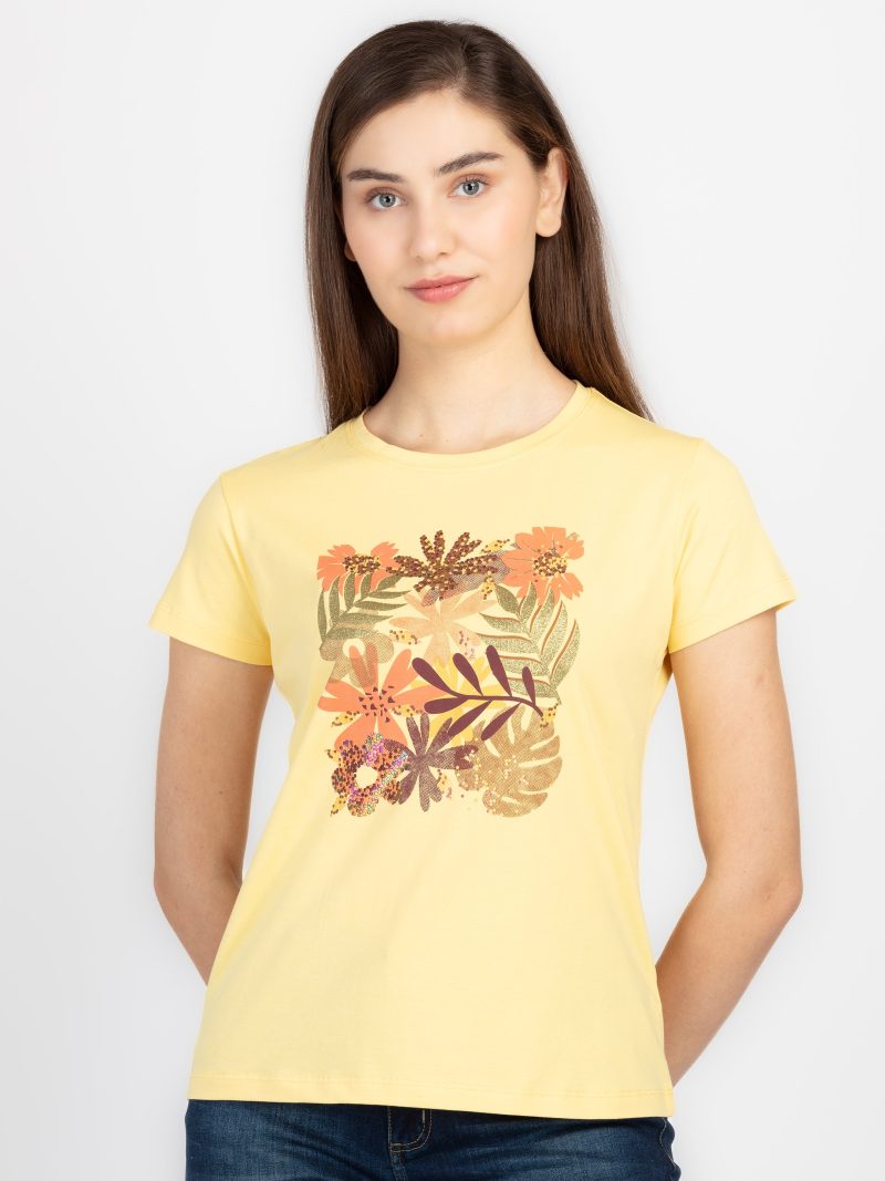 Womens Printed Round Neck T-Shirt