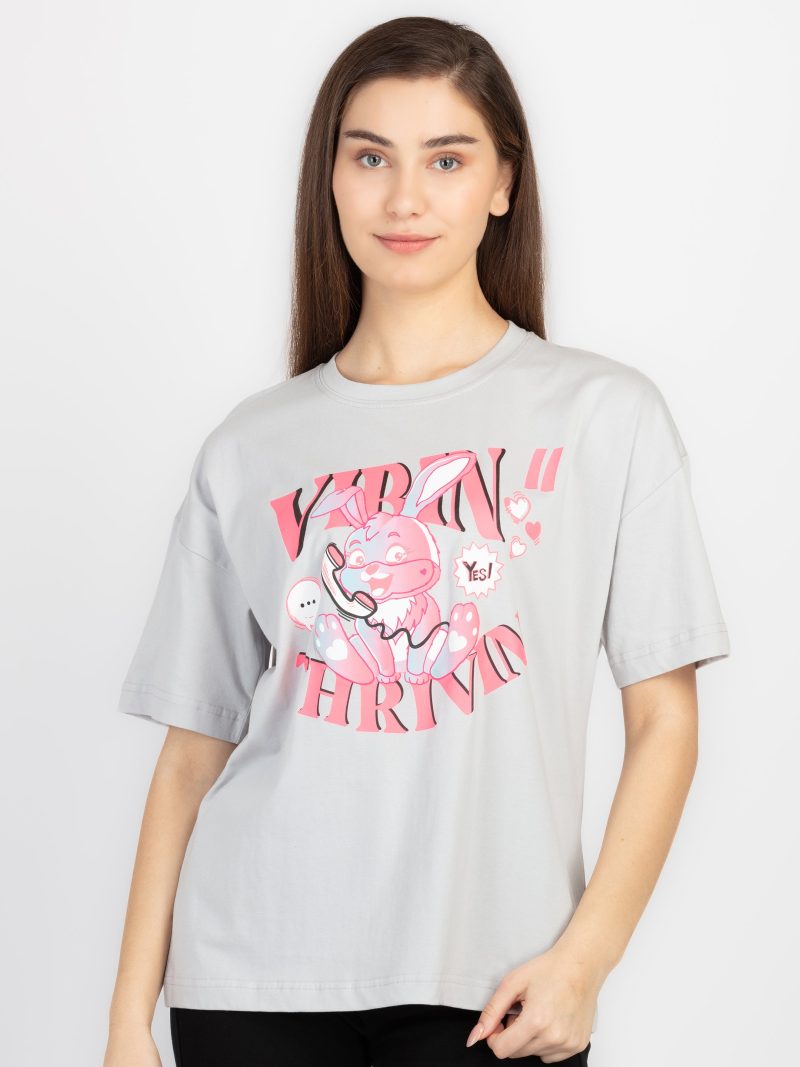 Womens Front & Back Print Oversized T-Shirt