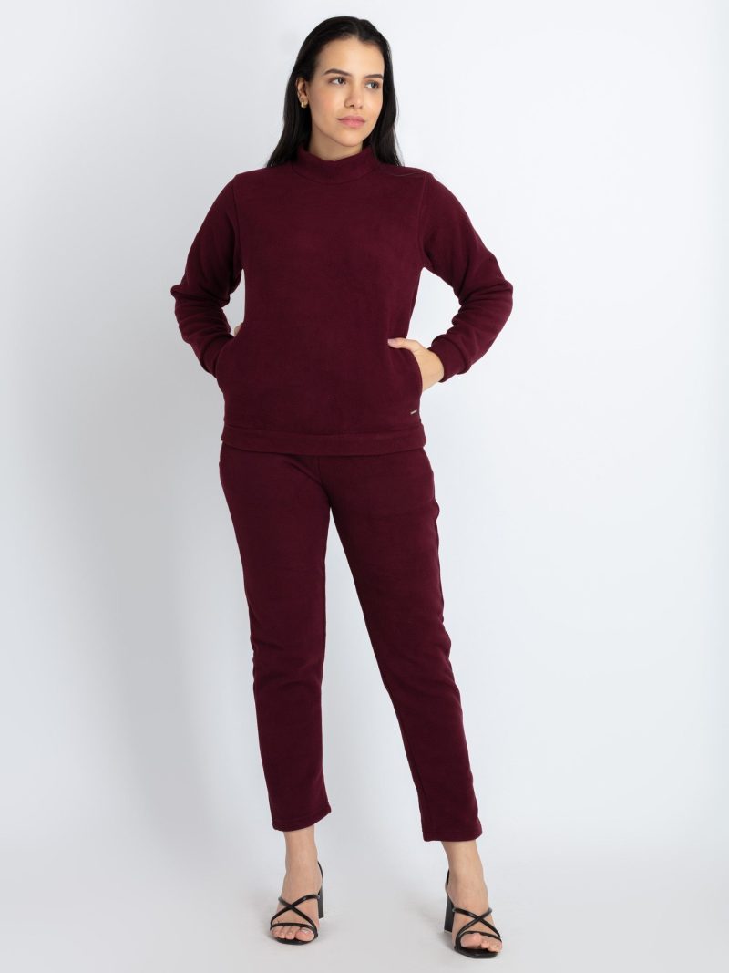 Womens Solid High Neck Tracksuit