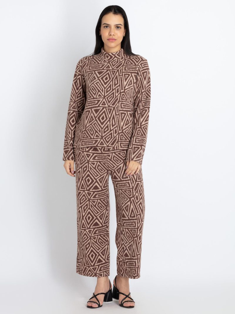 Womens All Over Printed Knitted Co-Ord Set