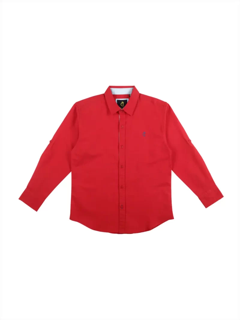 Gini And Jony Boys Red Solid Cotton Shirt Full Sleeves 9-12 Months