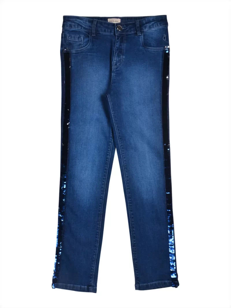 Gini And Jony Girls Blue Washed Denim Jeans Fixed Waist 9-10Y