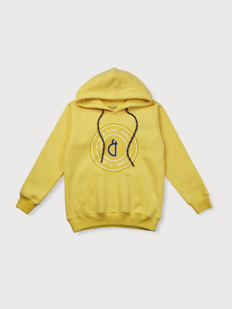 Gini And Jony Boys Yellow Logo Print Cotton Sweat Shirt Full Sleeves 9-12 Months