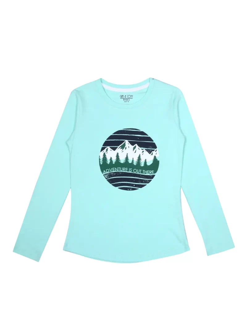 Gini And Jony Girls Blue Graphic Print Cotton Knits Top Full Sleeves 9-12 Months