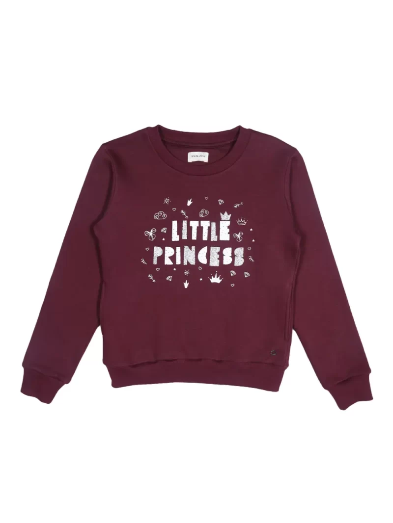 Gini And Jony Girls Maroon Typographic Print Cotton Sweat Shirt Full Sleeves 9-12 Months