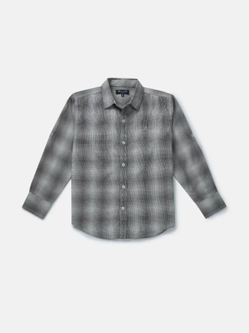 Gini And Jony Boys Grey Checks Cotton Shirt Full Sleeves 9-12 Months