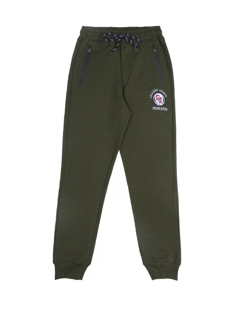 Gini And Jony Boys Green Solid Track Pant Elasticated 12-18M