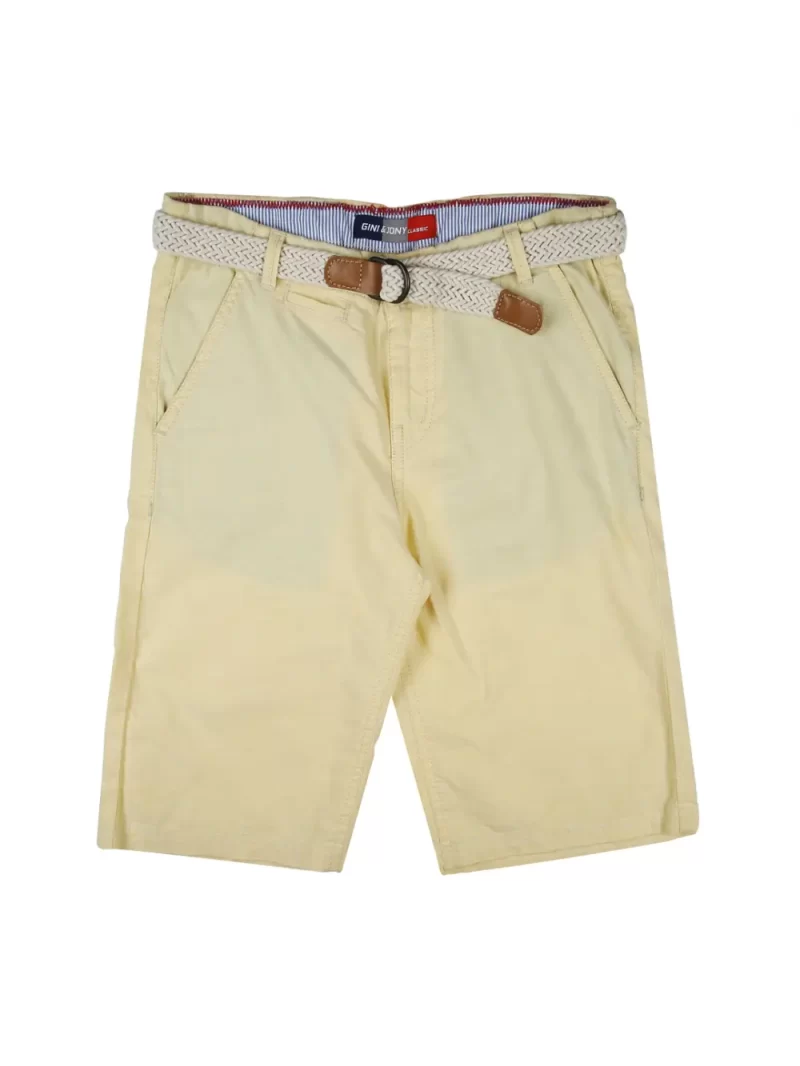 Gini And Jony Boys Yellow Solid Bermuda Fixd Waist 9-12M