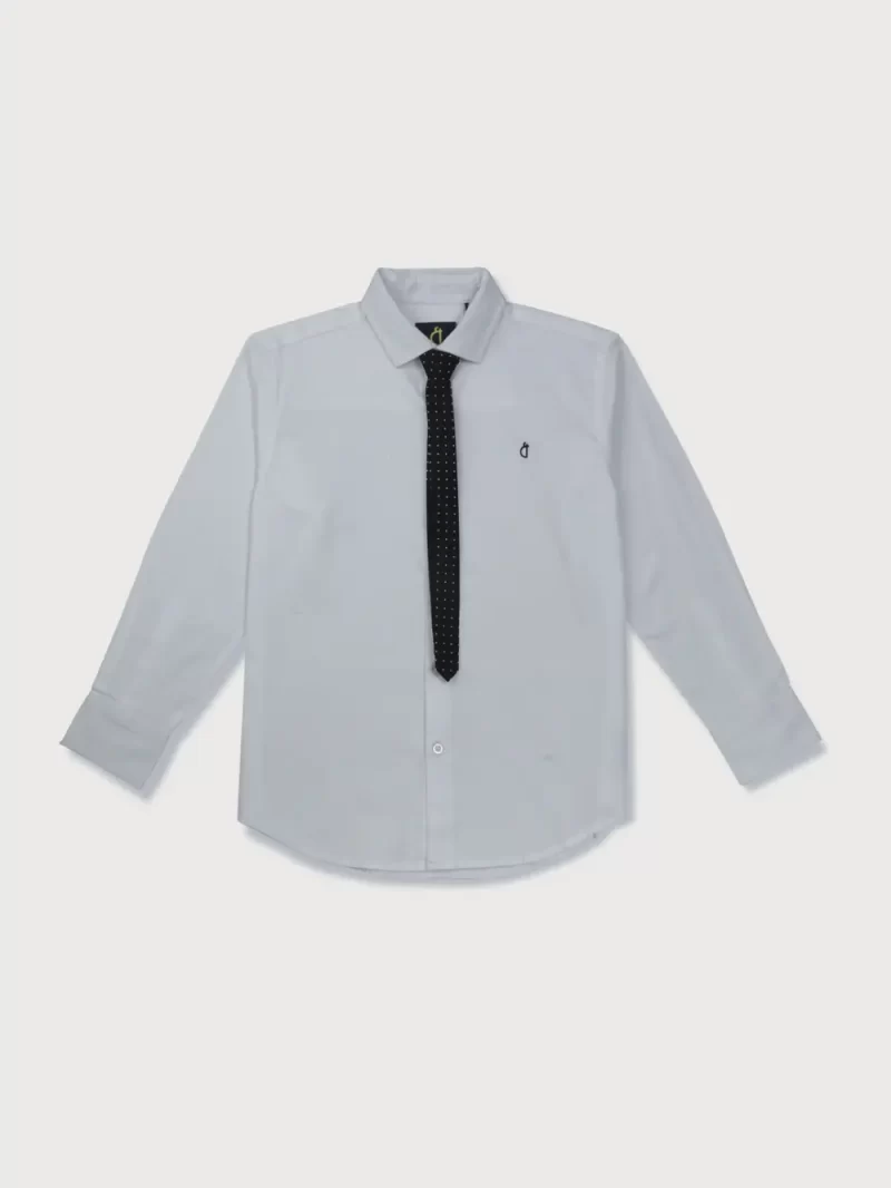 Gini And Jony Boys White Solid Shirt Full Sleeves 9-12M