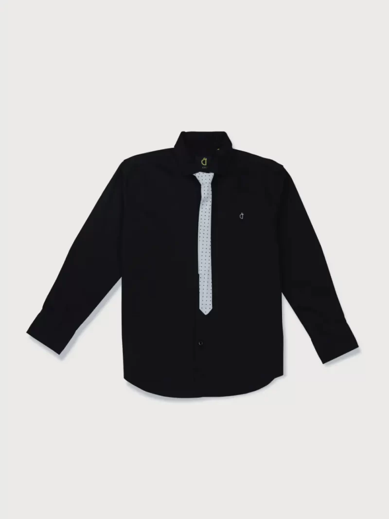 Gini And Jony Boys Black Solid Shirt Full Sleeves 9-12M