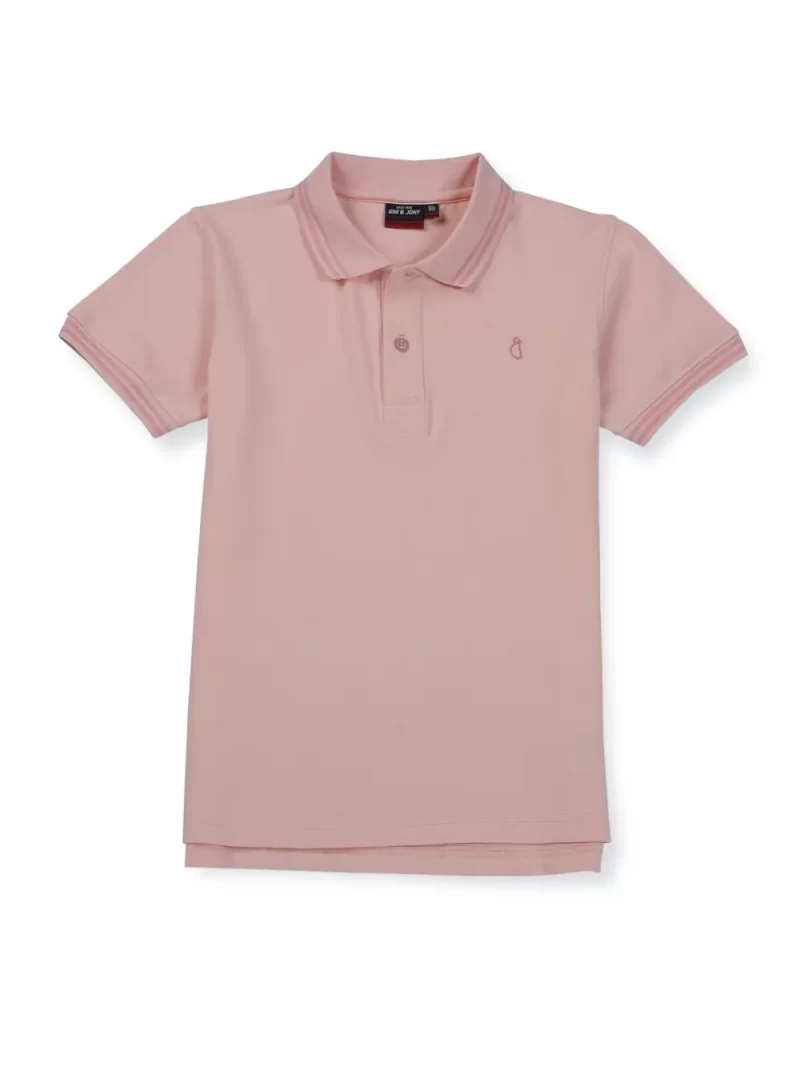 Gini And Jony Boys Pink Solid Cotton Polo T-Shirt Half Sleeves 9-12 Months