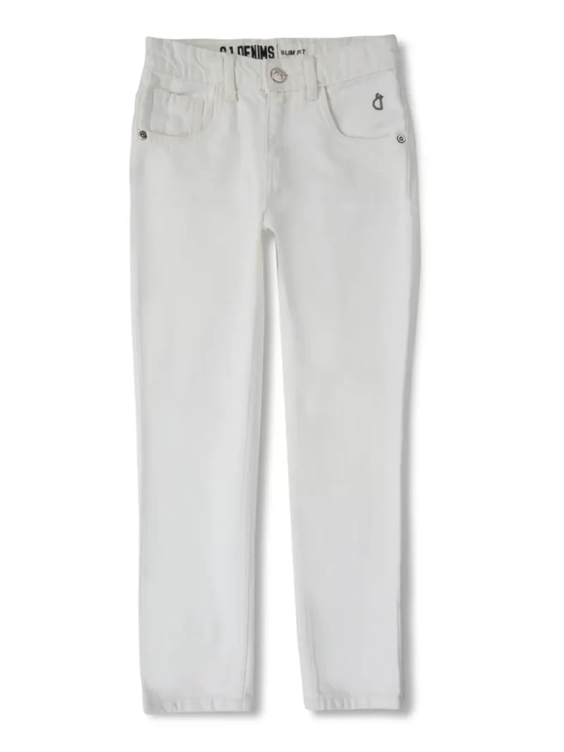 Gini And Jony Boys White Solid Cotton Jeans Fixed Waist 9-10Y