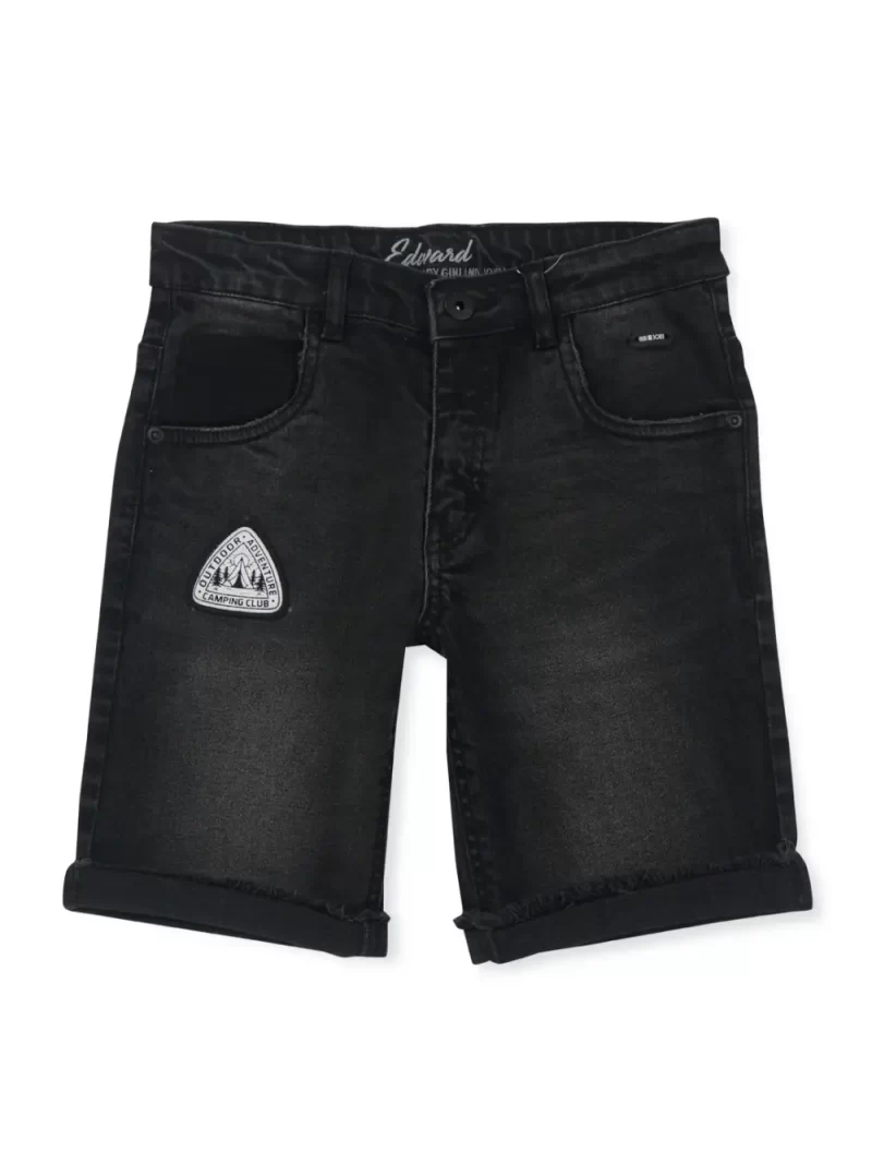 Gini And Jony Boys Black Washed Denim Shorts Fixed Waist 15-16Y