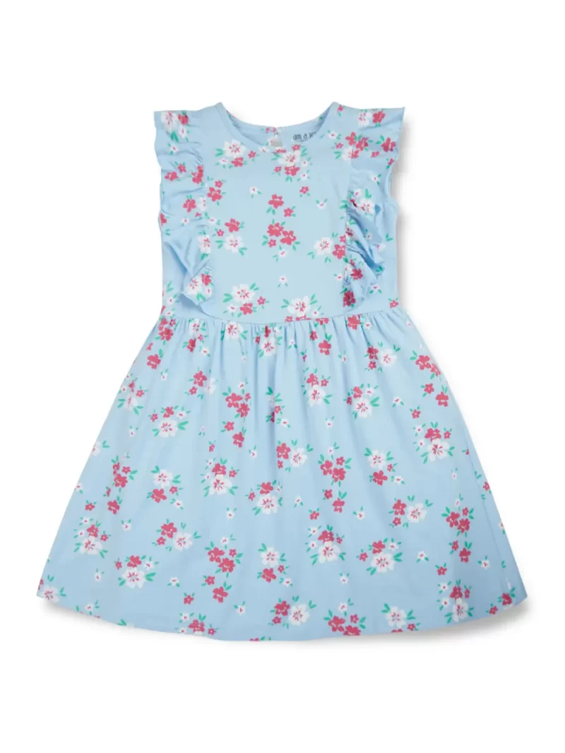 Gini And Jony Girls Blue Floral Print Cotton Dress Sleeveless 9-10 Years