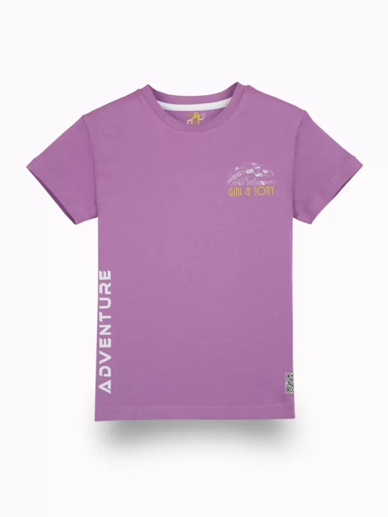 Gini And Jony Boys Purple Digital Print Cotton T-Shirt Half Sleeves 3-4 Years