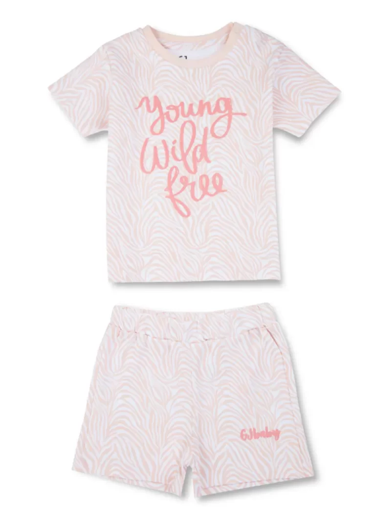 Gj Baby Girls Pink Abstract Print Cotton Baby Set Half Sleaves 12-18 Months