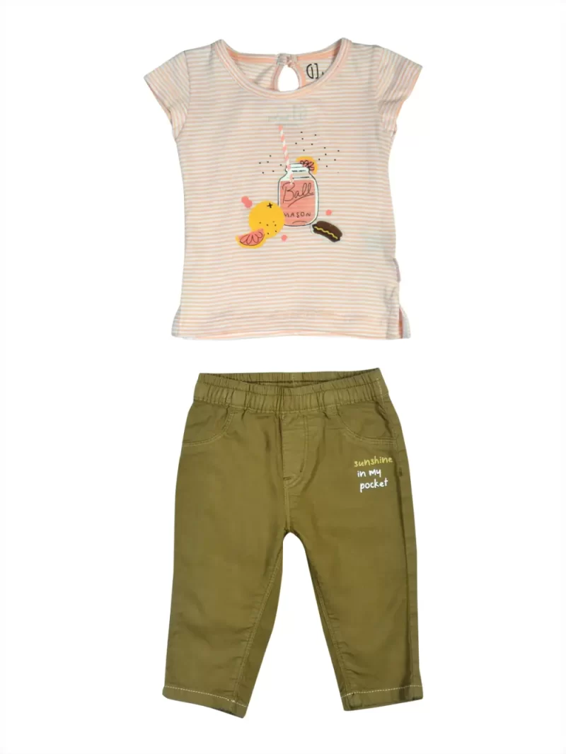 Gj Baby Girls Peach Applique Co-Ordinate 2 Piece 0-3M