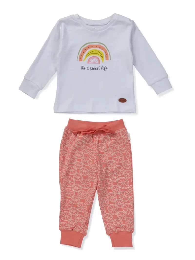 Gj Baby Girls White Graphic Print Cotton Co-Ordinate Full Sleeves 12-18M