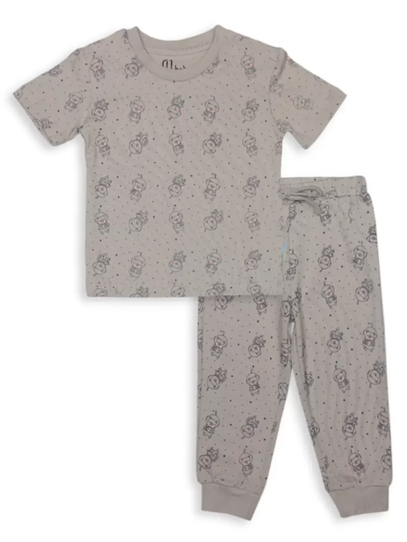 Gj Baby Boys Grey Conversational Print Cotton Cordinate Half Sleeves 12-18M