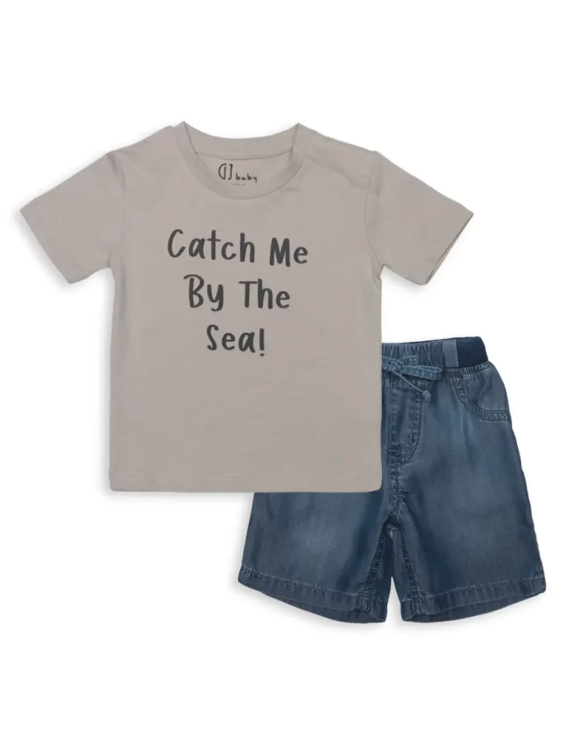 Gj Baby Boys Grey Typography Cordinate Half Sleeves 0-3M