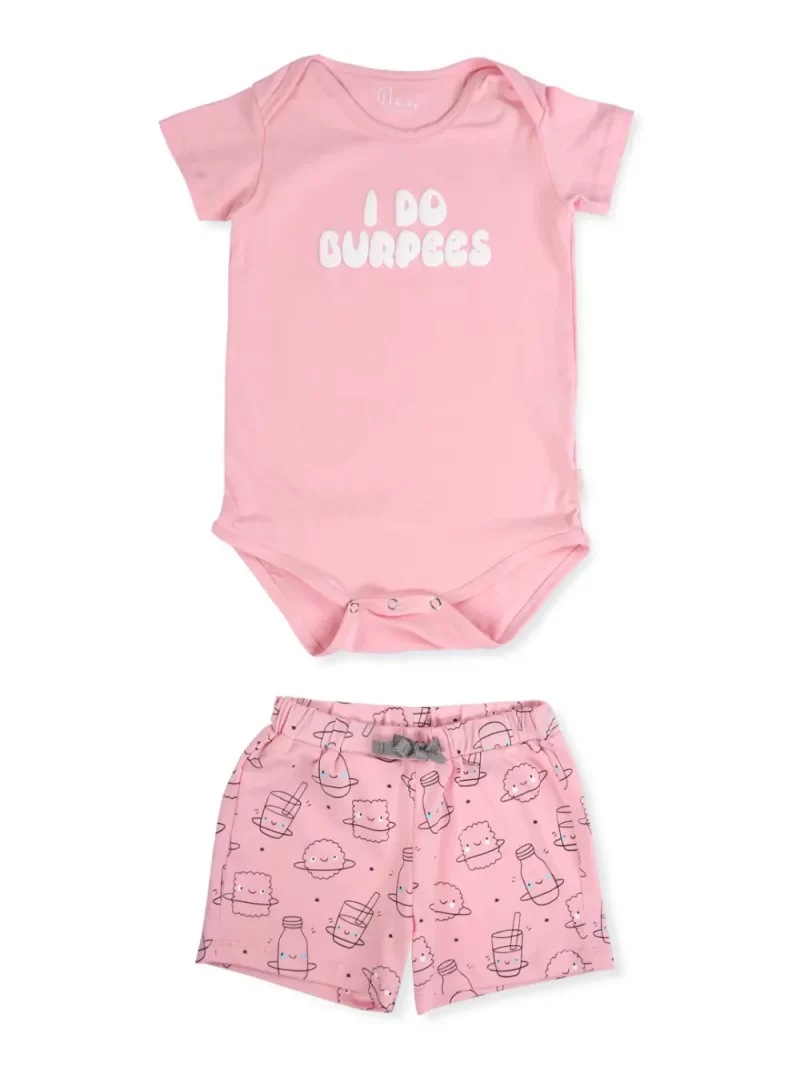 Gj Baby Girls Pink Typography Cordinate Half Sleeves 0-3M