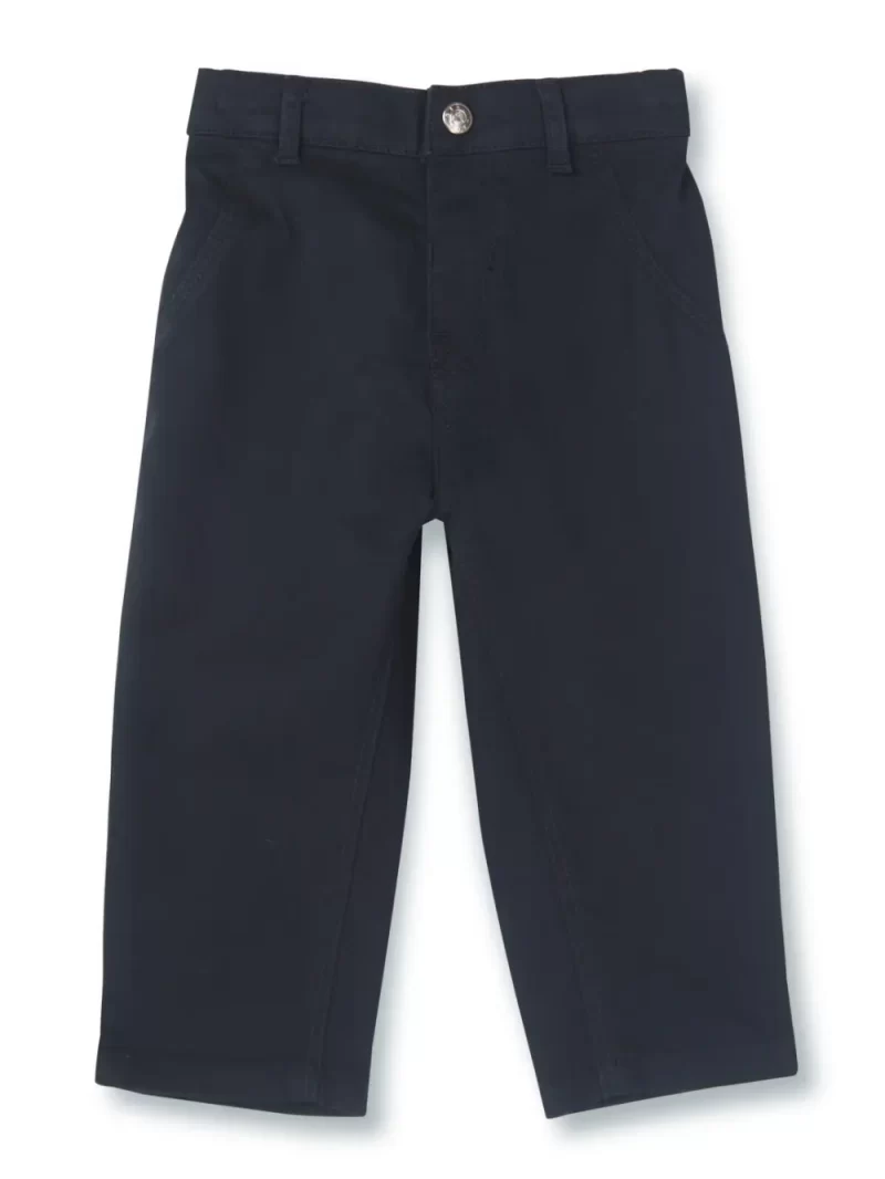 Gj Baby Boys Navy Blue Solid Cotton Trouser Fixed Waist 0-3 Months