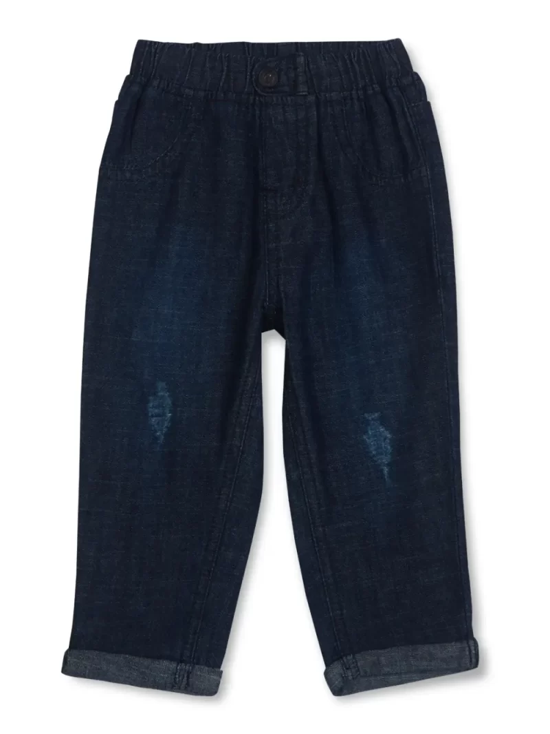 Gj Baby Boys Navy Distressed Jeans Elasticated 0-3M