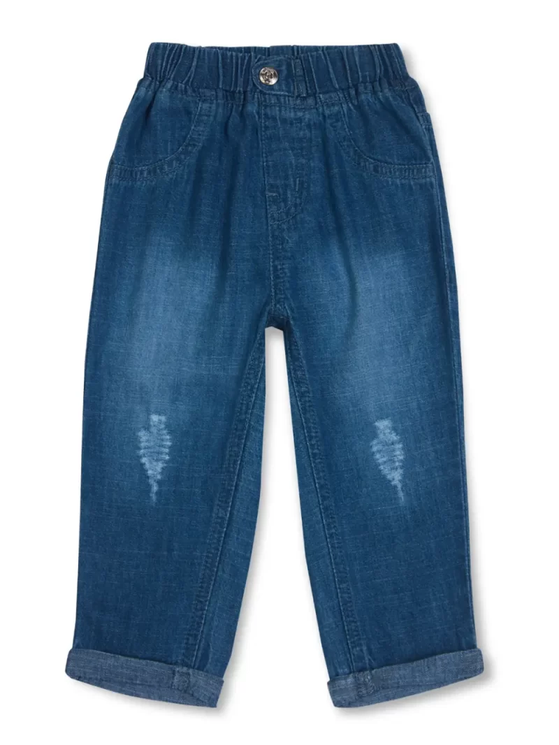 Gj Baby Boys Blue Distressed Jeans Elasticated 3-6M