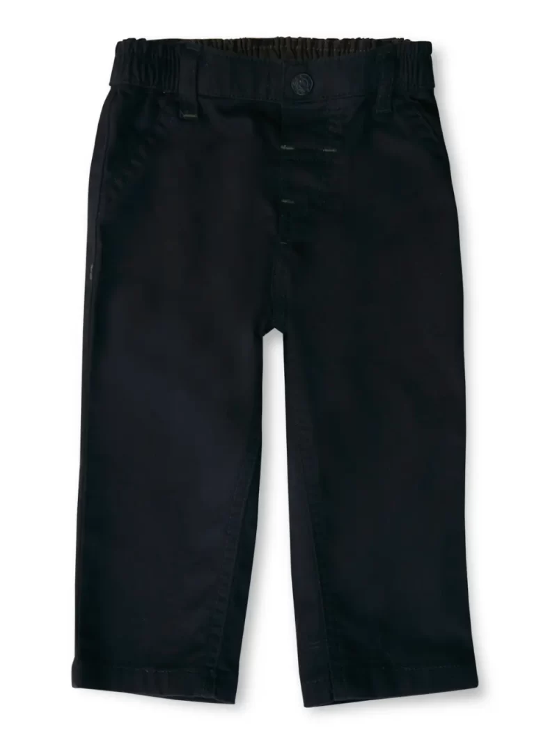 Gj Baby Boys Black Solid Cotton Trouser Elasticated 0-3 Months