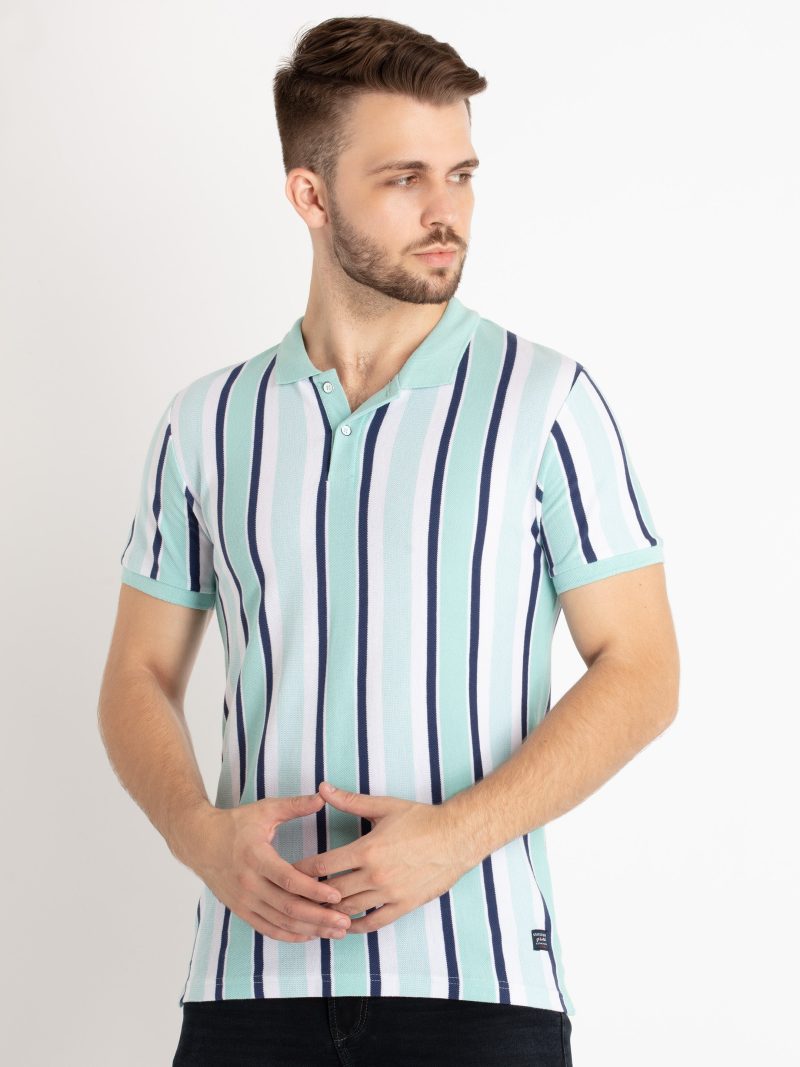 Mens Striped Polo T-Shirt