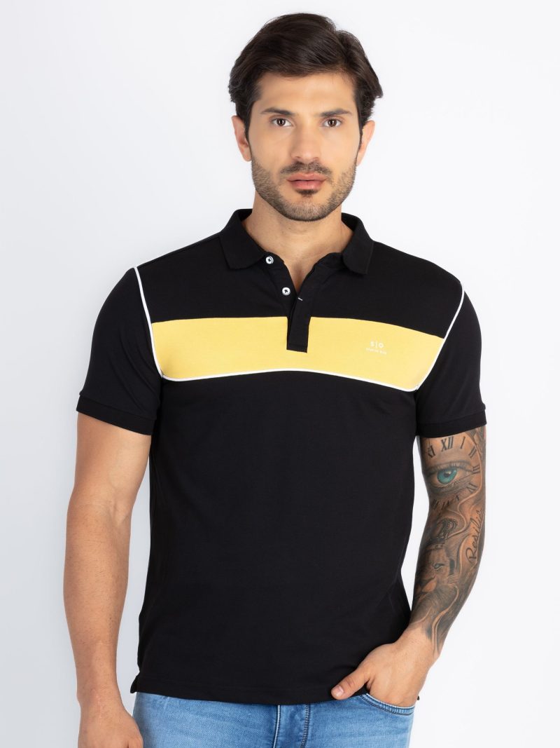 Mens Colourblock Polo T-Shirt