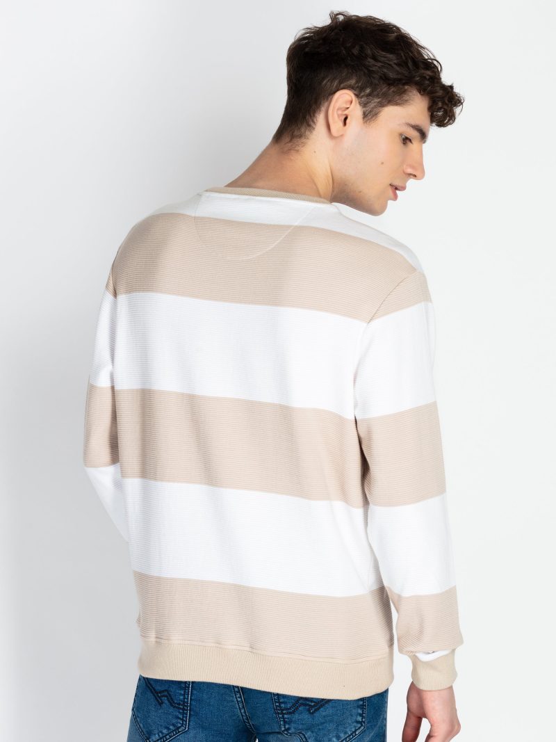 Mens Striped Round Neck Lightweight Sweatshirt