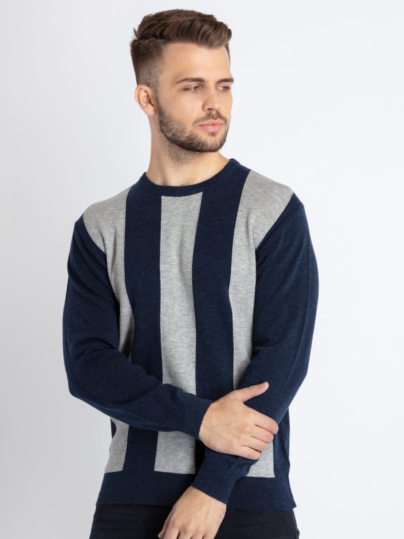 Mens Striped Round Neck Sweater