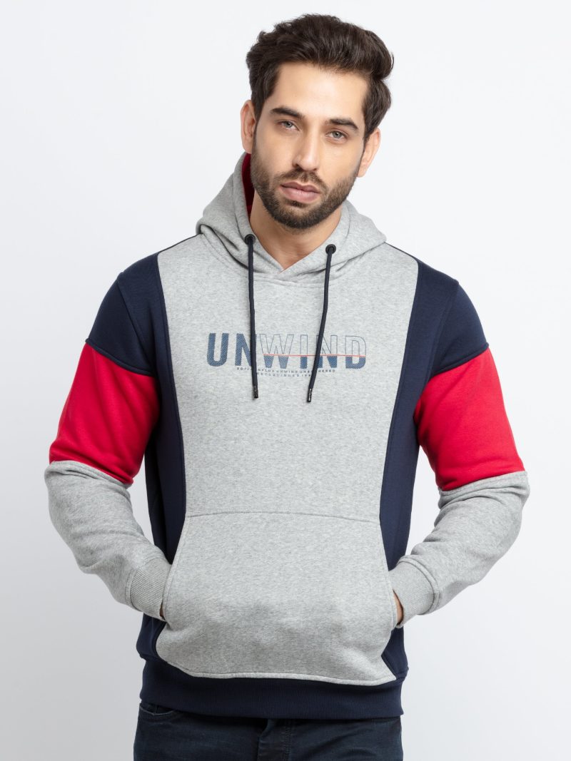 Mens Colour Blocking Hooded Sweatshirt