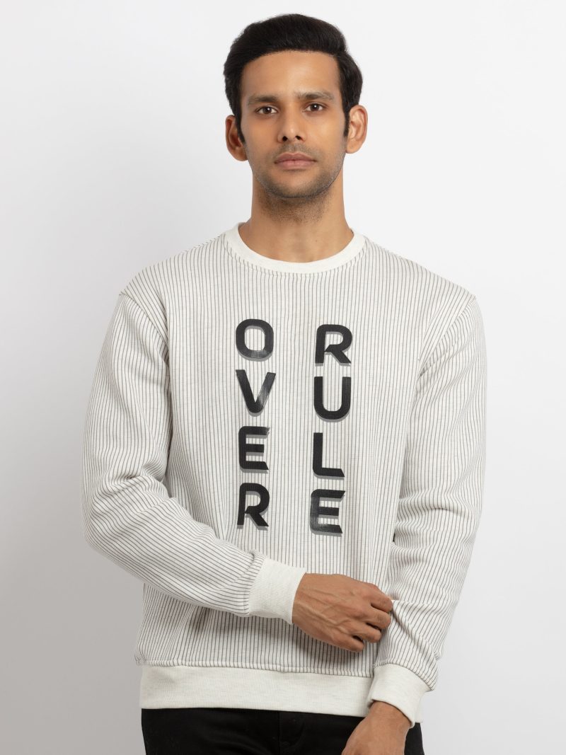 Mens Striped Round Neck Sweatshirt