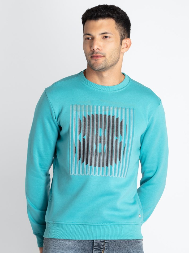 Mens Printed Round Neck Sweatshirt