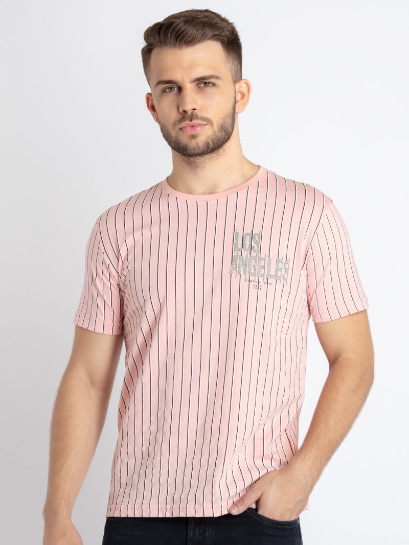 Mens Striped Round Neck T-Shirt