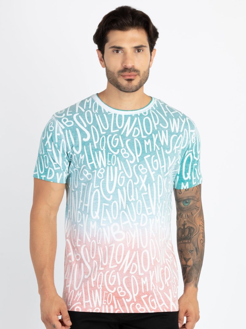 Mens All Over Printed Round Neck T-Shirt