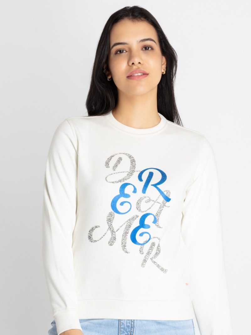 Womens Printed Round Neck Sweatshirt