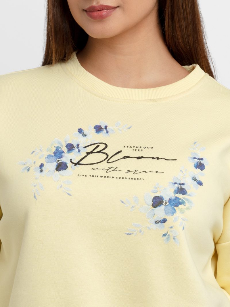 Womens Printed Round Neck Sweatshirt