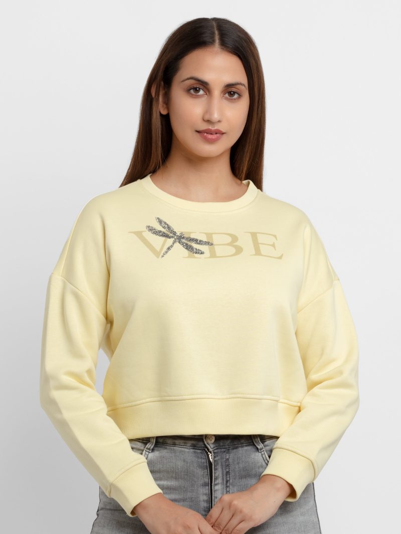 Womens Printed Round Neck Sweatshirt