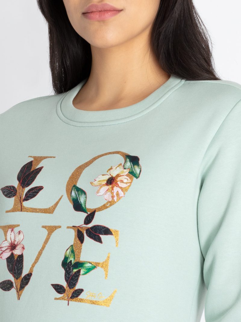 Womens Printed Round Neck Sweatshirt