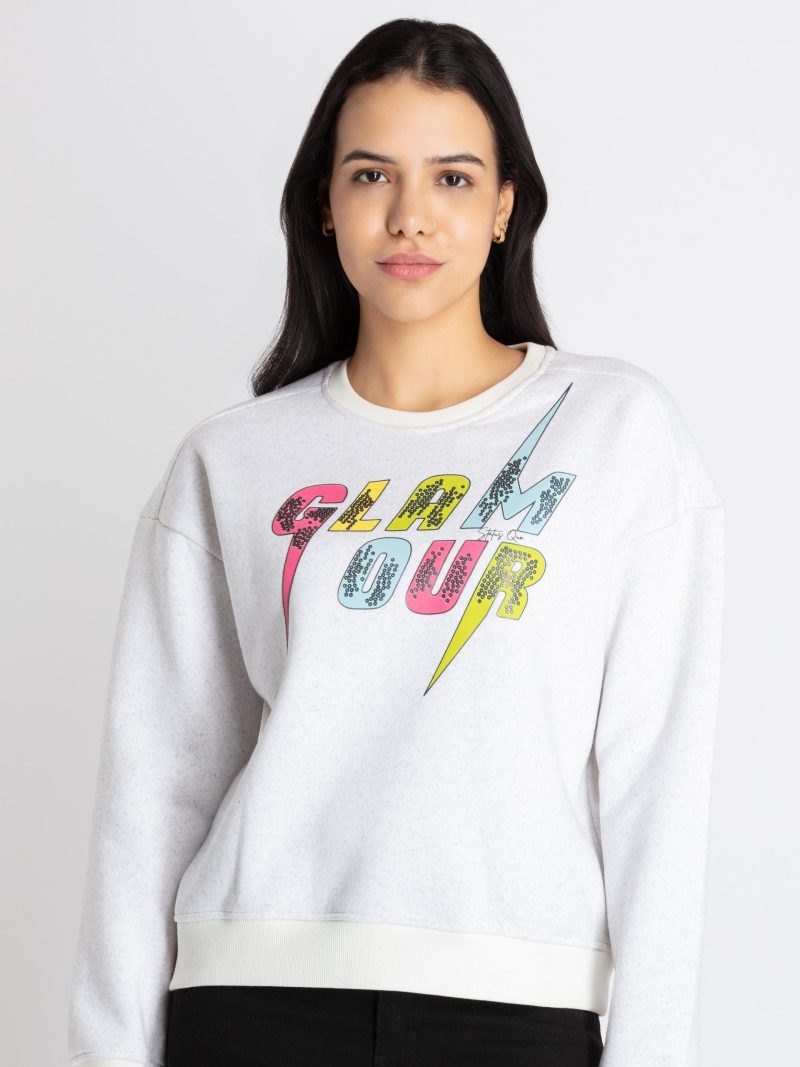 Womens Printed Round Neck Sweatshirt