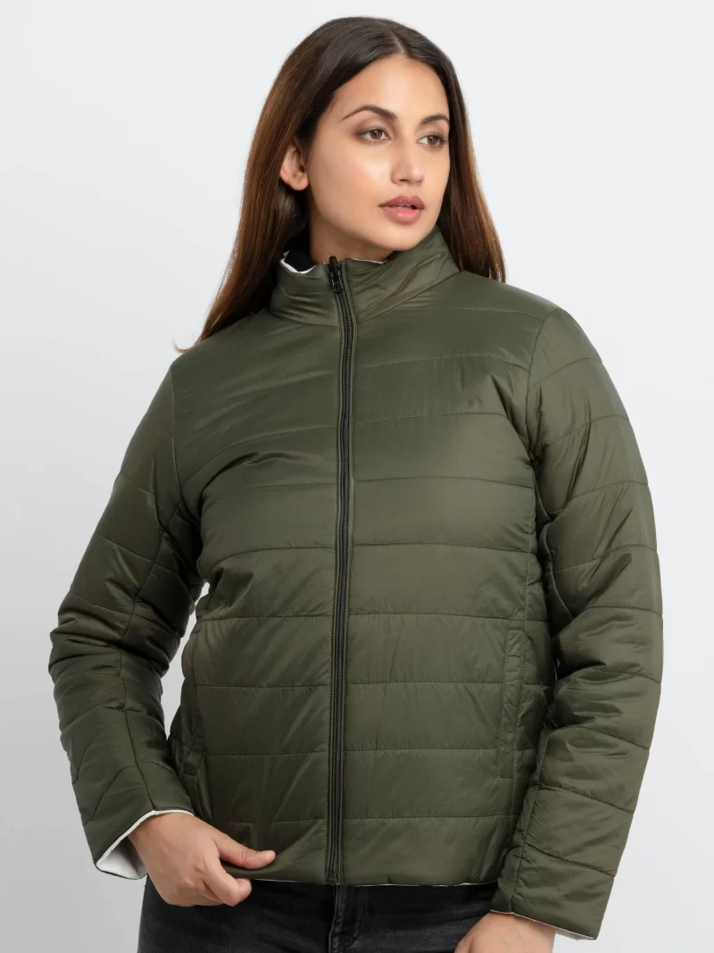 Womens Quilted Reversible High Neck Jacket