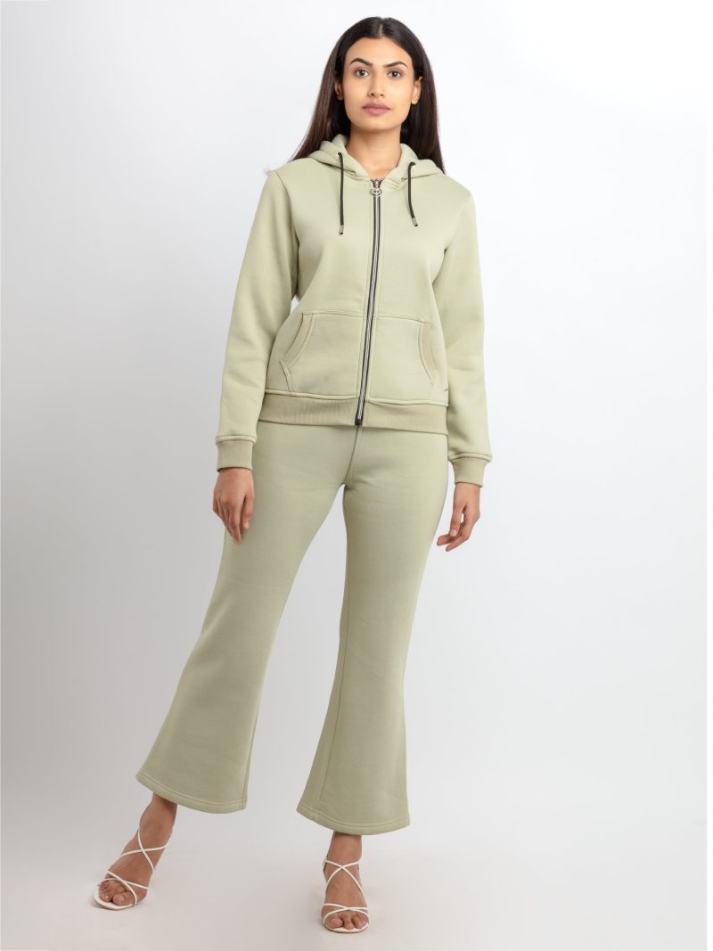 Womens Solid Zipper Tracksuit