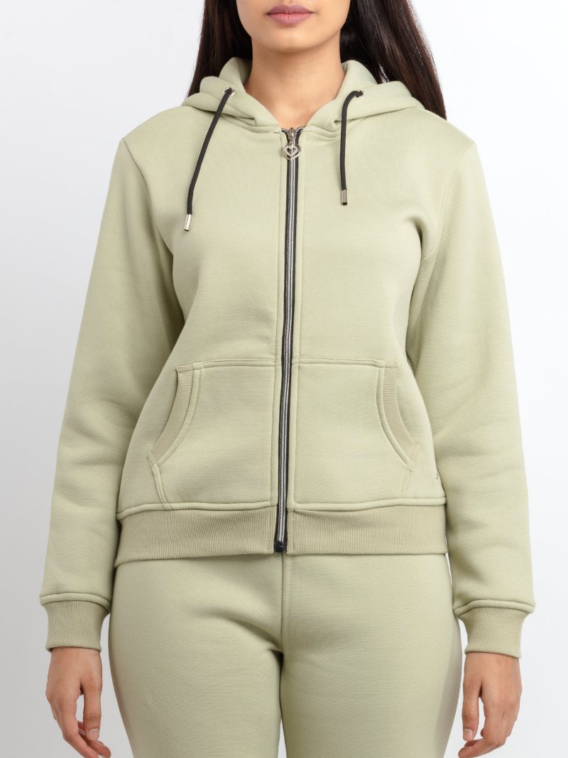 Womens Solid Zipper Tracksuit