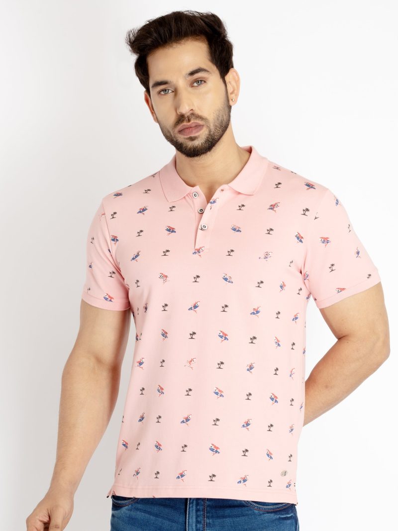 Mens All Over Printed Polo Collar T-Shirt