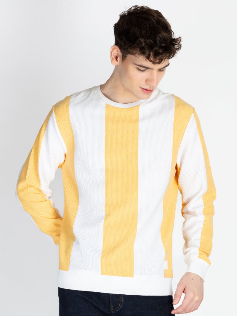 Mens Striped Round Neck Lightweight Sweatshirt