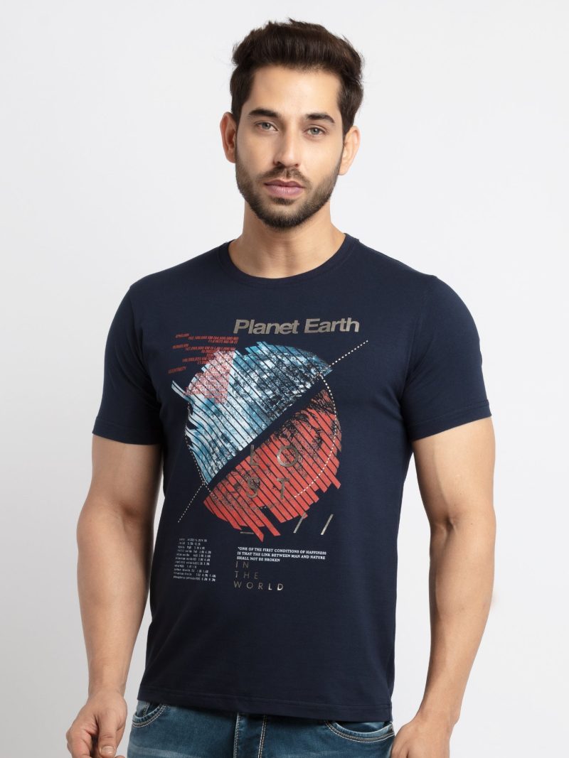 Mens Printed Round Neck T-Shirt