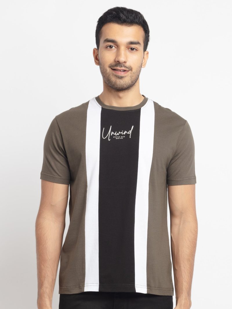 Mens Regular Fit Round Neck Printed T-Shirt